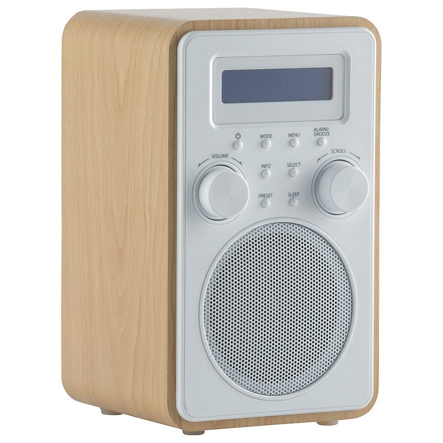 NEW Tesco Portable Digital DAB/FM Alarm Clock Radio Wood Effect